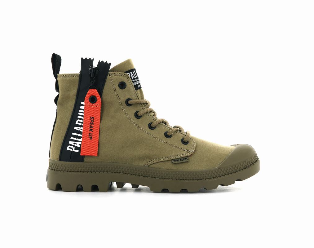 Palladium Pampa Unzipped Women's Boots Olive (ETWJ61749)